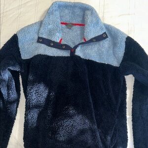 Eddie Bauer Women's Fleece Pullover - Light Blue and Black